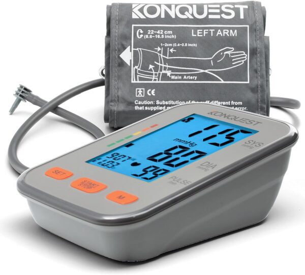 Konquest KBP-2704A Automatic Upper Arm Blood Pressure Monitor - Adjustable Cuff - Large Backlit Display - Irregular Heartbeat Detector - Tensiometro Digital… - Image 5