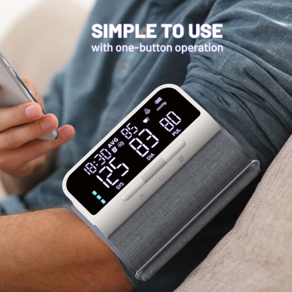 Blood Pressure Monitor Automatic Upper Arm Machine & Accurate Adjustable Digital BP Cuff Kit Large Backlit Display 240 Sets Memory Includes Charging Cord - Image 8