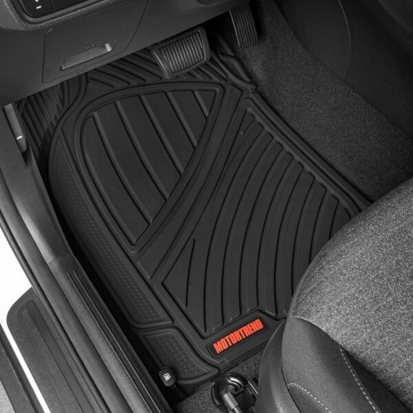 Motor Trend FlexTough Performance All Weather Rubber Car Floor Mats with Cargo Liner – Full Set Front & Rear Floor Mats for Cars Truck SUV, Automotive Floor Mats (Black) - Image 5