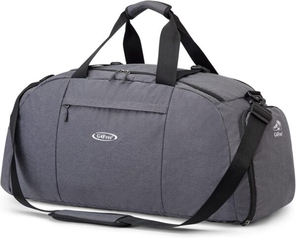 G4Free 70L Large 3-Way Duffle Backpack Gym Bag with Shoe Compartment Lightweight Waterproof Foldable Sports Duffel Bag Travel Backpack Luggage (Grey) - Image 3