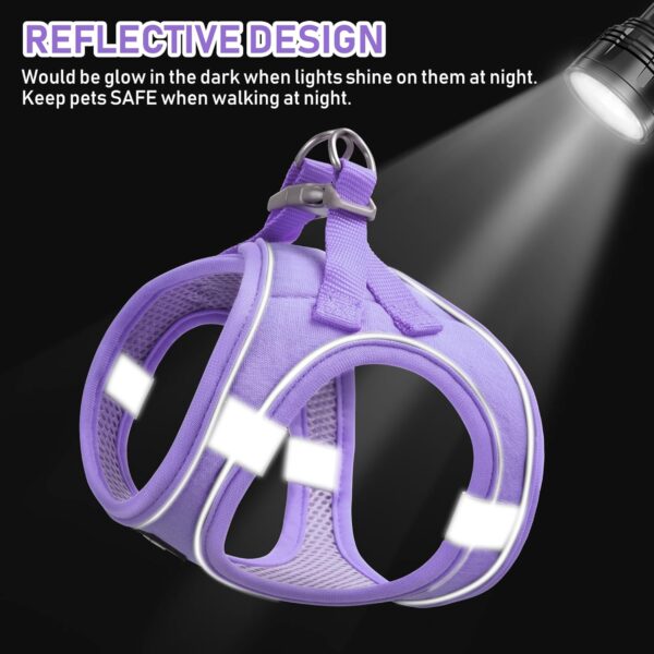 GAMUDA Small Pet Harness Collar and Leash Set, Step in No Chock No Pull Linen Fabric Soft Mesh Dog Vest Harnesses Reflective for Dogs Puppy Cats Kitten Rabbit (Purple, S) - Image 6