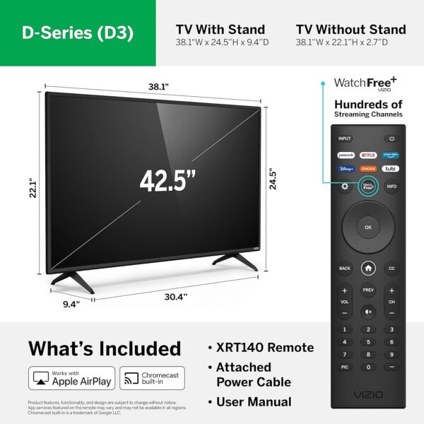 VIZIO 43-inch D-Series Full HD 1080p Smart TV with Apple AirPlay and Chromecast Built-in, Alexa Compatibility, D43f-J04, 2022 Model - Image 5