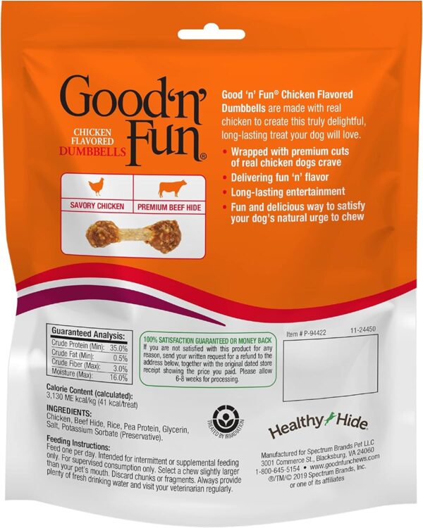 Good'n'Fun Chicken Flavored Dumbbells, Rawhide Snacks for Small Dogs 12 Ounce (Pack of 1) - Image 3