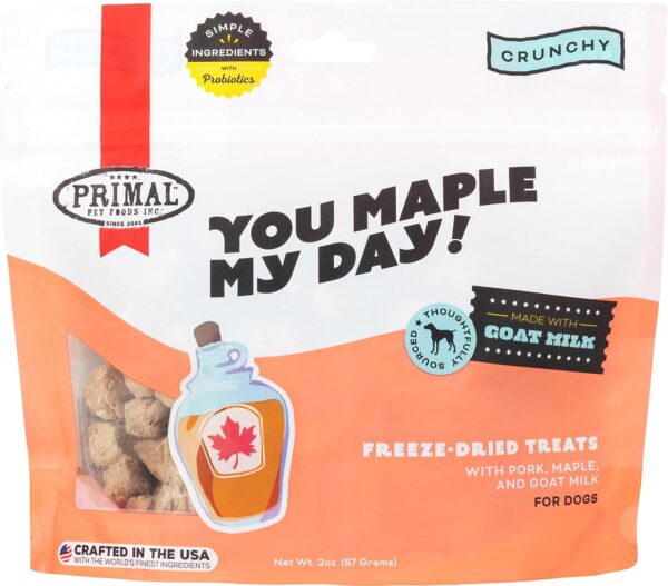 Primal Freeze Dried Dog Treats; Pork & Maple Dog Treats with Goat Milk for Dogs, You Maple My Day, Grain Free Training Treats for Dogs with Probiotics, 2 oz - Image 2