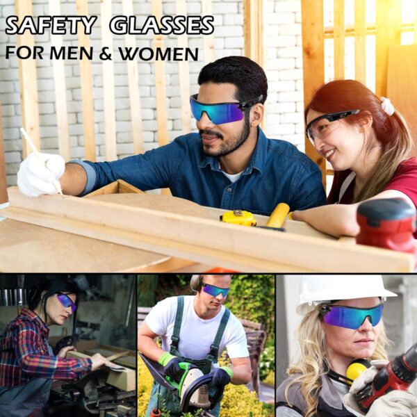 6 Pack Safety Glasses for Men Women, ANSI Z87.1 Work Glasses Anti Scratch Protective Eyewear with UV400 Protection - Image 7