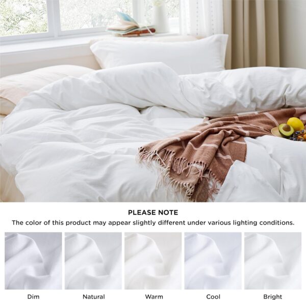 Bedsure White Duvet Cover Queen Size - Soft Prewashed Queen Duvet Cover Set, 3 Pieces, 1 Duvet Cover 90x90 Inches with Zipper Closure and 2 Pillow Shams, Comforter Not Included - Image 6