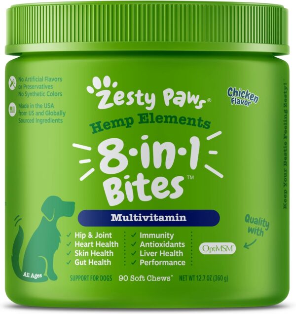 Zesty Paws 8-in-1 Bites for Dogs + Hemp Seed, 90 Count (Packaging May Vary) - Image 2