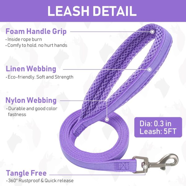 GAMUDA Small Pet Harness Collar and Leash Set, Step in No Chock No Pull Linen Fabric Soft Mesh Dog Vest Harnesses Reflective for Dogs Puppy Cats Kitten Rabbit (Purple, S) - Image 7