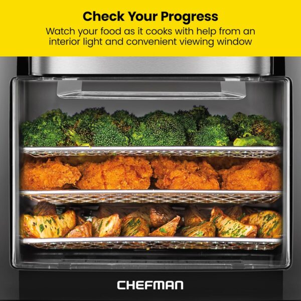 CHEFMAN Multifunctional Digital Air Fryer+ Rotisserie, Dehydrator, Convection Oven, 17 Touch Screen Presets Fry, Roast, Dehydrate, Bake, XL 10L Family Size, Auto Shutoff, Large Easy-View Window, Black - Image 8