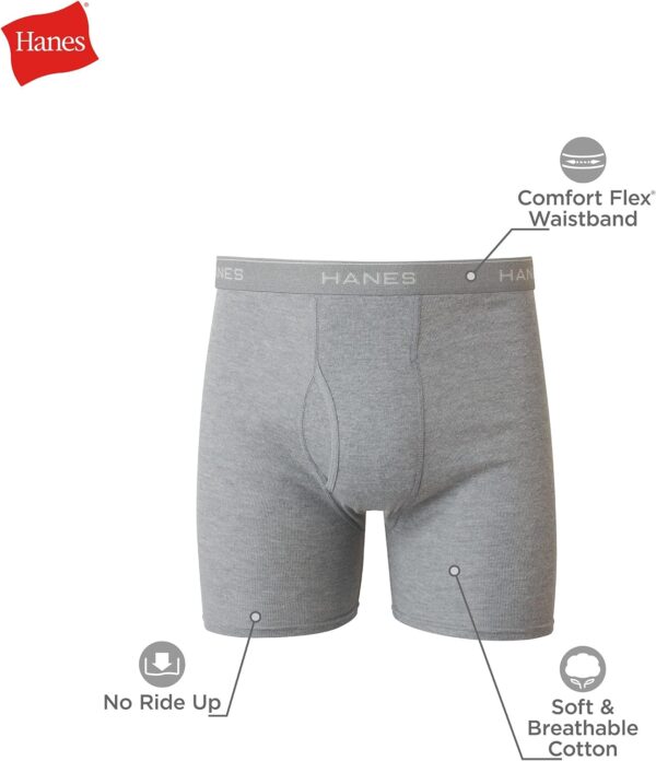 Hanes Men's Boxer Briefs, Soft and Breathable Cotton Underwear with ComfortFlex Waistband, Multipack - Image 6