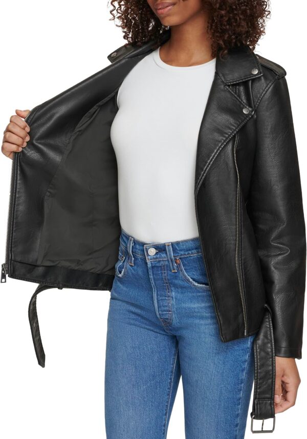 Levi's Women's Oversized Faux Leather Belted Motorcycle Jacket (Standard & Plus Sizes) - Image 6