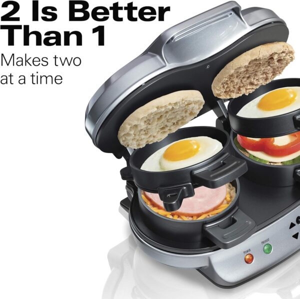 Hamilton Beach Dual Breakfast Sandwich Maker with Timer, Silver (25490A) - Image 4