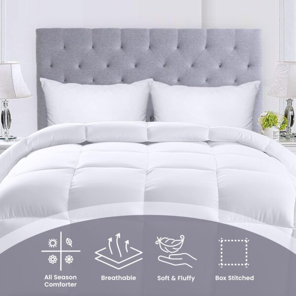 Utopia Bedding Down Alternative Comforter (Twin, White) - All Season Comforter - Plush Siliconized Fiberfill Duvet Insert - Box Stitched - Image 4