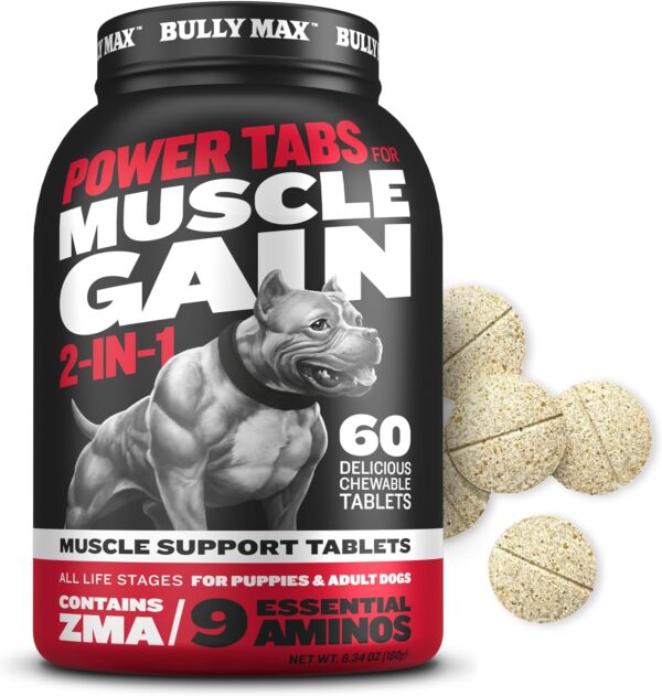 Bully Max 2-in-1 Muscle Builder Chewable Tablets for Puppies & Adult Dogs - Ultimate Canine Dog Supplement for Muscle Gain - 60 Tabs - Image 2