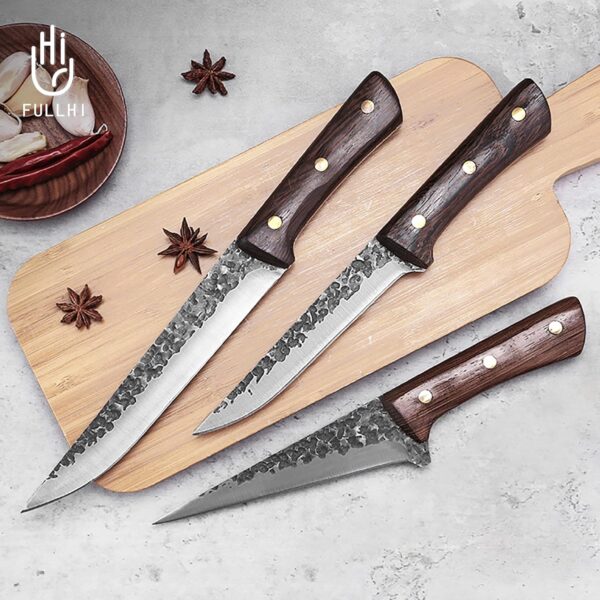 FULLHI 16pcs Butcher Knife Set Hand Forged chef knife Boning Knife With Sheath High Carbon Steel Carving Knife Fish Knife Chef Knife For Kitchen, Camping, BBQ - Image 6