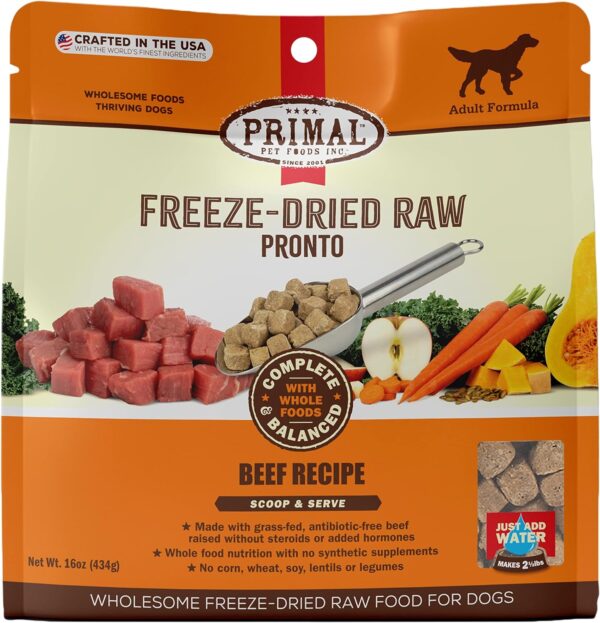 Primal Medium Breed Dog Food Pronto Freeze Dried Dog Food, Complete & Balanced Ready to Serve Healthy Grain Free Raw Dog Food (Beef, 16 oz) - Image 2