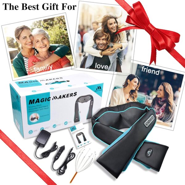 MagicMakers Neck Massager with Heat - Electric Shiatsu Deep Kneading Back Massage for Neck Pain, Shoulder, Waist, Relax Gift for Her/Him/Women/Men/Dad/Mom/Christmas/Mothers Day/Fathers Gifts - Image 10