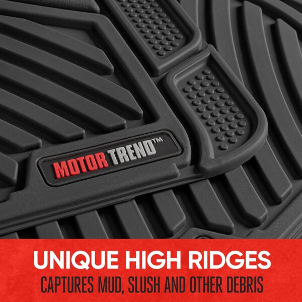 Motor Trend FlexTough Performance All Weather Rubber Car Floor Mats - 3 Piece Floor Mats Automotive Liners for Cars Truck SUV, Heavy-Duty Waterproof (Black) - Image 7