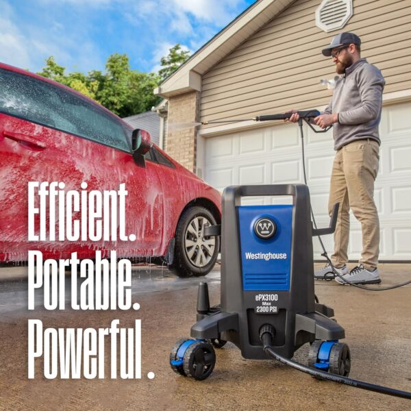 Westinghouse ePX3100 Electric Pressure Washer, 2300 Max PSI 1.76 Max GPM with Anti-Tipping Technology, Onboard Soap Tank, Pro-Style Steel Wand, 5-Nozzle Set, for Cars/Fences/Driveways/Home/Patios - Image 4