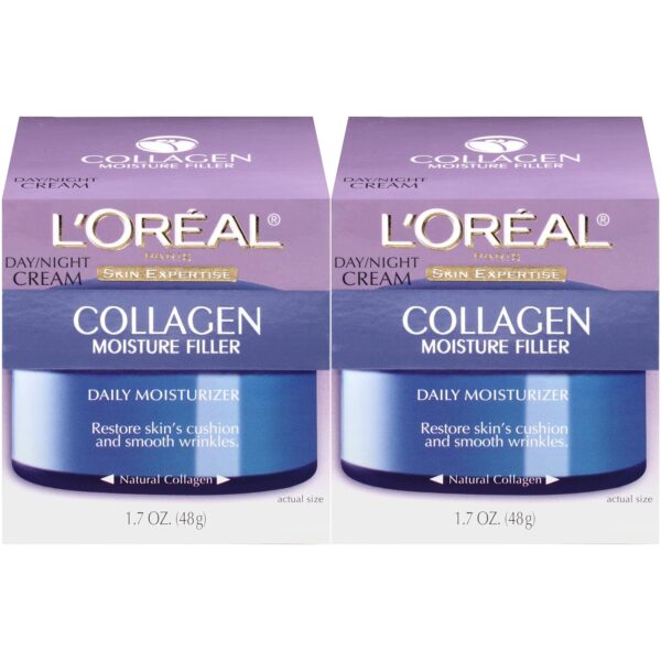 L'Oreal Paris Skincare Collagen Face Moisturizer, Day and Night Cream, Anti-Aging Face, Neck and Chest Cream to smooth skin and reduce wrinkles, 1.7 oz Pack of 2 - Image 2