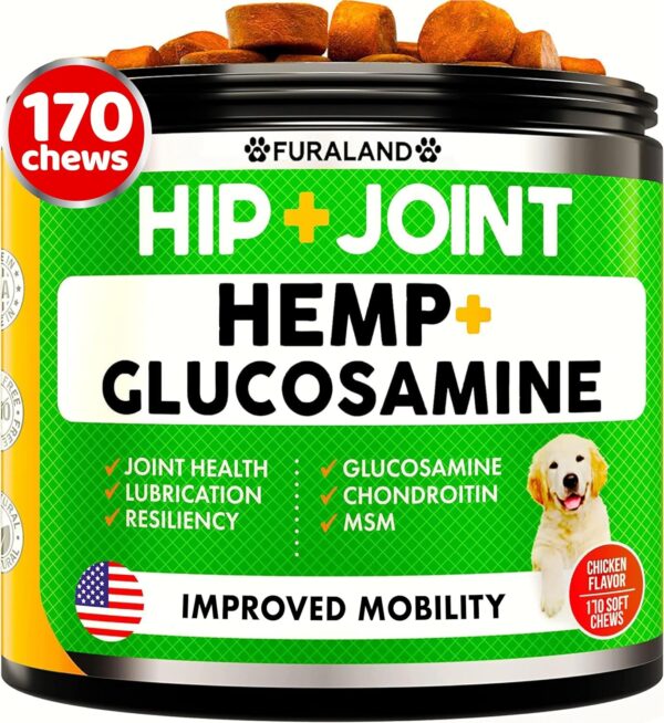 Hemp Hip and Joint Supplement for Dogs - Glucosamine for Dogs - 170 Dog Joint Pain Relief Treats - Chondroitin, Hemp Oil, MSM - Mobility & Flexibility Support - Advanced Joint Health - Made in USA - Image 2