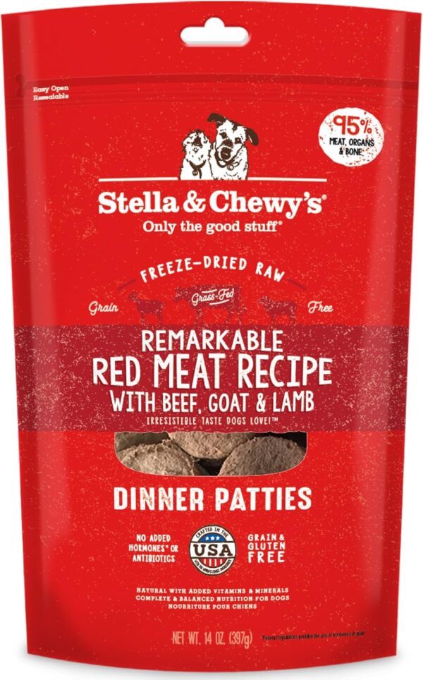 Stella & Chewy's Freeze Dried Raw Dinner Patties – Grain Free Dog Food, Protein Rich Remarkable Red Meat Recipe – 14 oz Bag - Image 2