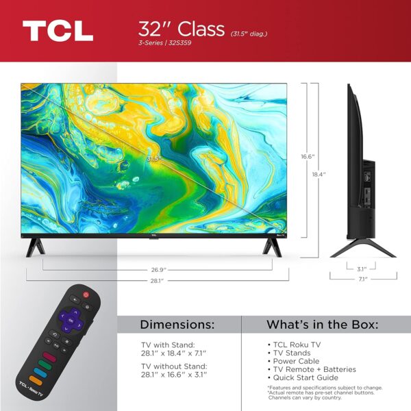 TCL 32" Class 3-Series Full HD 1080p LED Smart Roku TV - 32S359,Black - Image 3