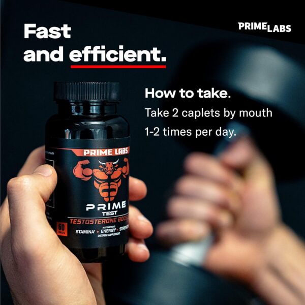 Prime Labs - Men's Testosterone Booster - Stamina, Endurance, & Strength Booster - 60 Caplets - Image 3