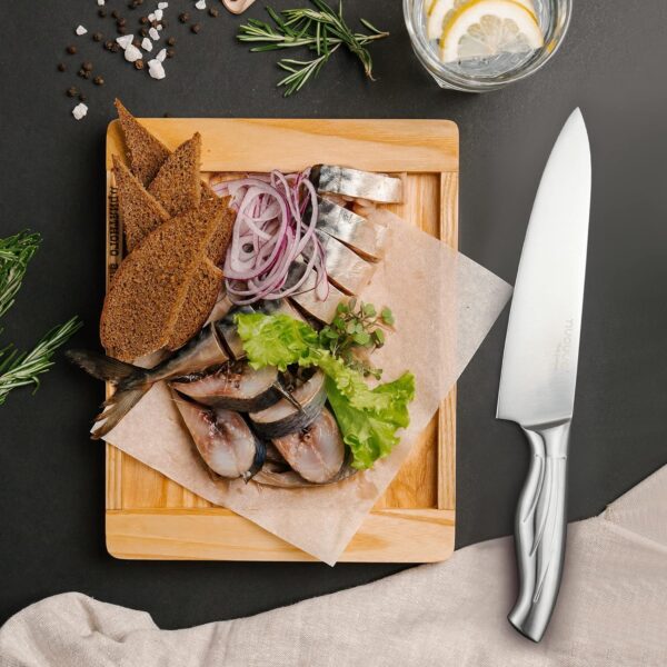 Kitchen Knife Set with Rotating Stand - Sharp Stainless Steel Knives Set - 360 Degree Rotating Block - by Nuovva - Image 7