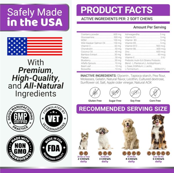 Dog Multivitamin Chewable with Glucosamine - Dog Vitamins and Supplements - 170 Treats - Senior & Puppy Multivitamin for Dogs - Hip & Joint Support - Immune Health, Skin, Heart, Digestion, Probiotics - Image 7