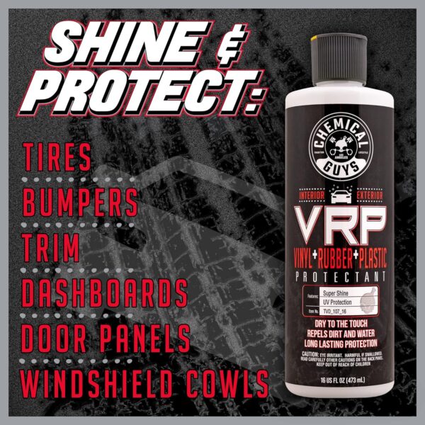 Chemical Guys TVD_107_16 VRP Vinyl, Rubber and Plastic Non-Greasy Dry-to-the-Touch Long Lasting Super Shine Dressing for Tires, Trim and More, Safe for Cars, Trucks, SUVs, RVs & More, 16 fl oz - Image 12