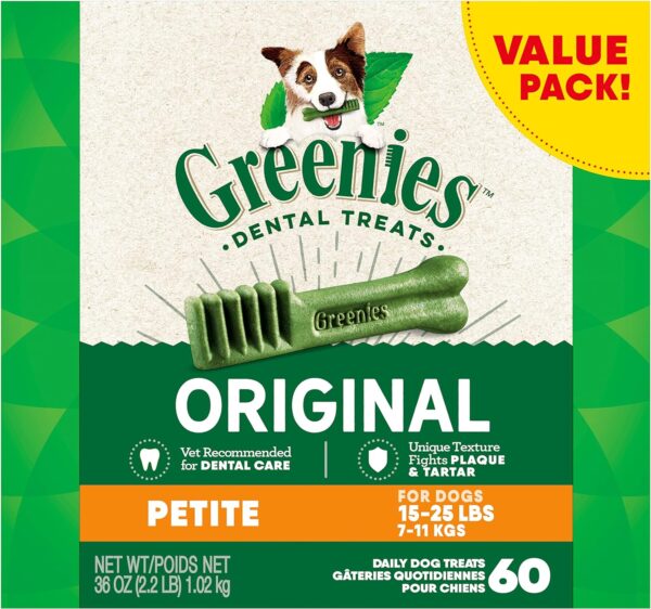 Greenies Original Petite Natural Dental Care Dog Treats, 36 oz. Pack (60 Treats) - Image 2