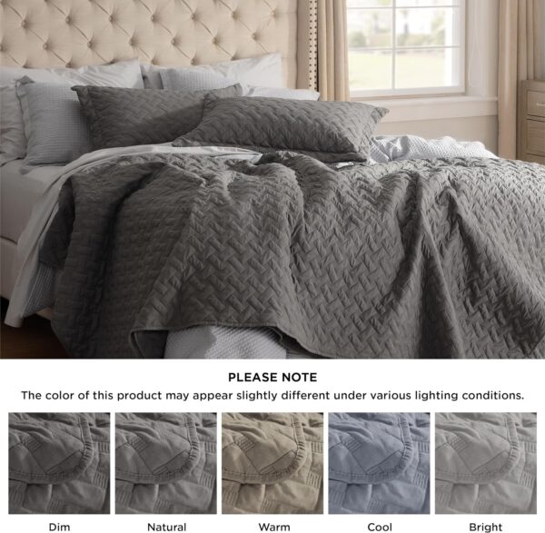 Bedsure Queen Quilt Bedding Set - Lightweight Summer Quilt Full/Queen - Grey Bedspreads Queen Size - Bedding Coverlets for All Seasons (Includes 1 Quilt, 2 Pillow Shams) - Image 8